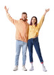 © Pixel-Shot - Cool happy young couple in hoodies on white background