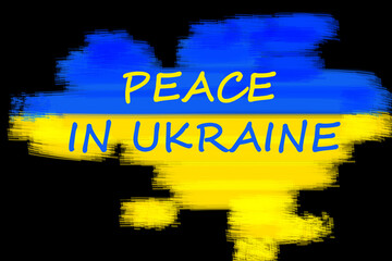 Drawn map of ukraine with inscription peace in ukraine. Military conflict in Ukraine
