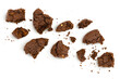 chocolate cookies broken isolated on white background with clipping path and full depth of field. Top view. Flat lay