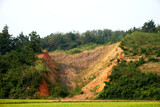 Fototapeta Kosmos - A landslide occurred in a small mountain in Geoje-si, South Korea.
