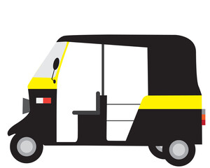 Black Auto rickshaw vector illustration ,  a primary transport vehicle in Karnataka , India	