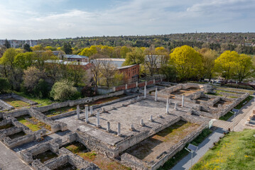 Wall Mural - Aerial view of ruins of ancient roman town Abritus near Razgrad, Bulgaria.