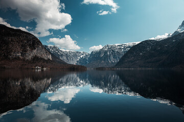 Sticker - Beautiful  mountain landscape shot with a lake in the center