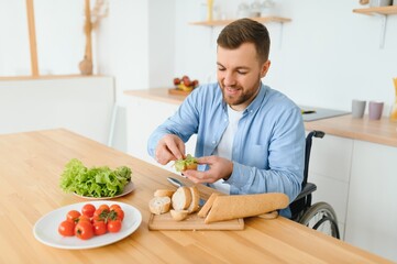 Wall Mural - Enthusiastic disabled man having a great morning