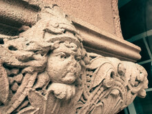 Closeup Of An Old Sculpture On A Building In Connecticut