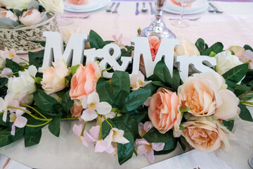 Canvas Print - Close-up of wedding decorations and flowers