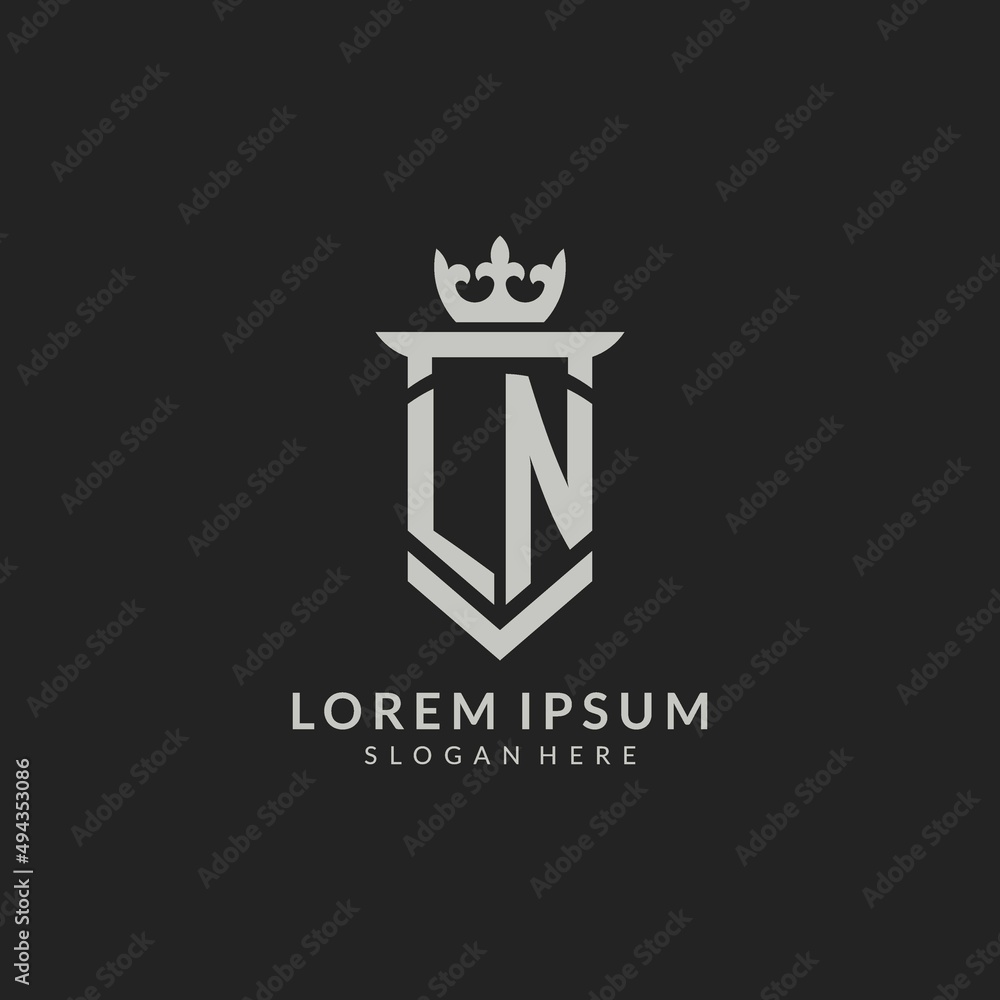 Initial LN shield and crown logo style Stock Vector | Adobe Stock
