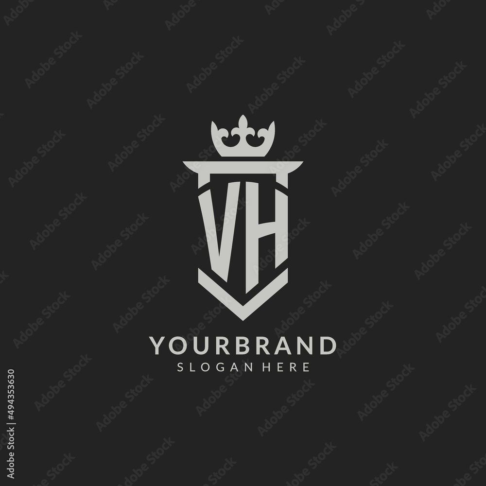 Initial VH shield and crown logo style Stock Vector | Adobe Stock