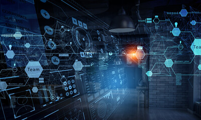 Poster - Social Web Network Background Image . Mixed media