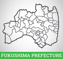  Simple outline map of Fukushima. Vector graphic illustration.