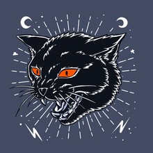 Gothic Black Cat Vector Illustration