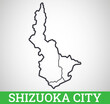 Simple outline map of Shizuoka City, Japan. Vector graphic illustration.