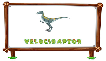 Sticker - Frame template with dinosaurs and text velociraptor design inside