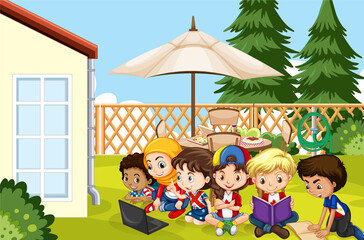 Poster - Outdoor park scene with children