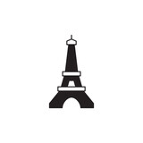 Fototapeta Boho - Eiffel tower, monument landmark icon in black flat glyph, filled style isolated on white background