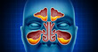 Sinus Infection and Sinusitis illness as a nasal cavity blockage disease with a congested nose full of mucus or pus