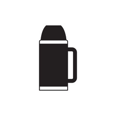 Sticker - Thermos flask  icon in black flat glyph, filled style isolated on white background