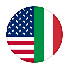 round icon with american and italy flags. vector illustration isolated on white background	