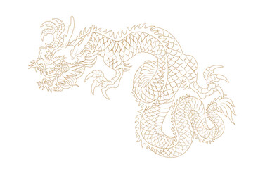 Wall Mural - Oriental Dragon Korean Traditional Style Linework Tattoo Design