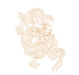 Wall Mural - Oriental Dragon Korean Traditional Style Linework Tattoo Design complex twist 건대타투 용문신 타투도안