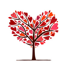 Valentine Tree, Love Concept. Heart Shape For Your Design