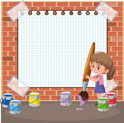 Poster - Empty board template with children cartoon character