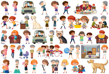 Poster - Set of different activities people in cartoon style