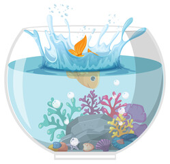 Wall Mural - A water splash with goldfish on white background