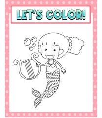 Worksheets template with lets color text and mermaid outline