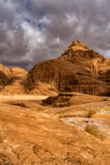 Wall Mural - An outstanding desert-mountain landscape. Wadi Rum Protected Area, Jordan.