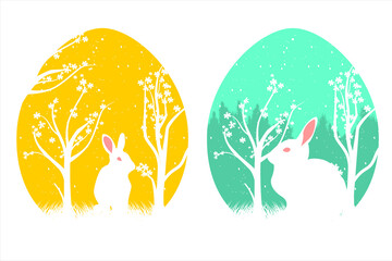 Wall Mural - set of cute easter eggs. cute bunny in egg decoration. isolated easter eggs spring holiday. vector i