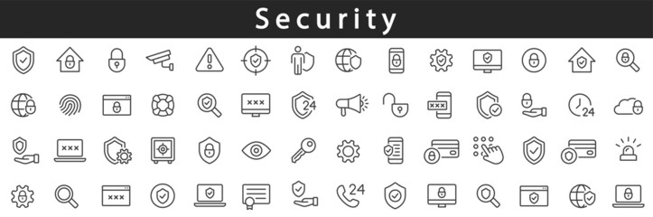 security thin line icons set. protection symbols. security symbols vector