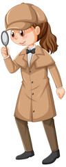 Wall Mural - Female detective wearing brown overcoat and hat