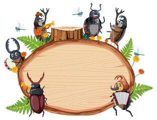 Wall Mural - Insect with wooden frame board banner