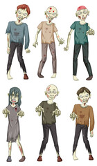 Poster - Set of halloween zombie cartoon characters