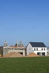 Canvas Print - batiment architecture construction maison immobilier logement materiaux beton nouveau quartier Belgique Habay