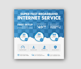 Wall Mural - Broadband Internet Service social media post or web banner template