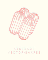 Geometric shape for design. Wireframe illustration. Molecular grid. 3d technology style. Vector illustration. Futuristic connection structure for chemistry and science.