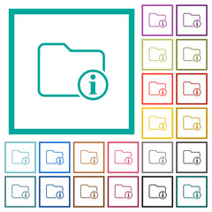 Poster - Directory Info outline flat color icons with quadrant frames