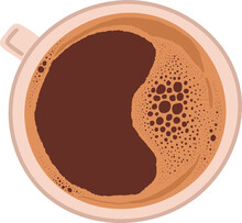 Cup Of Black Coffee Cartoon Illustration