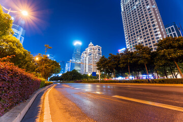 Wall Mural - moving car with blur light through city at night