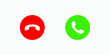 Phone call icon. Accept, decline call button. Green, red handset