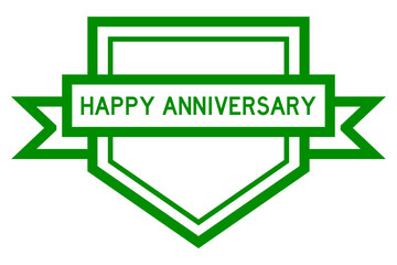 Canvas Print - Vintage green color pentagon label banner with word happy anniversary on white background