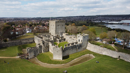 Wall Mural - Aerial view of the Portchester Castle in Hampshire, South East England