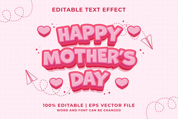 Sticker - Editable text effect Happy Mother's Day Cartoon template style premium vector