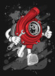 cartoon turbo charging machine t-shirt design illustration
