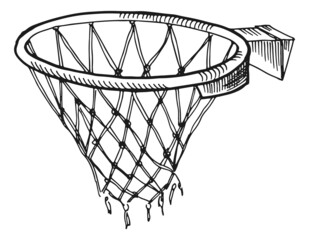 Sticker - Basketball net sketch. Game hoop symbol. Sport sign