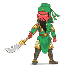 Cartoon Character Of Guan Yu, Chinese Military General.