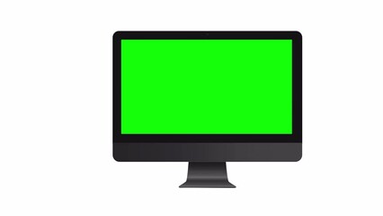 Realistic desctop computer with empty screen on transparent background.  PC.
