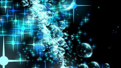 Wall Mural - futuristic flight in outer space through stars and air bubbles. close-up. satellite imagery. explora